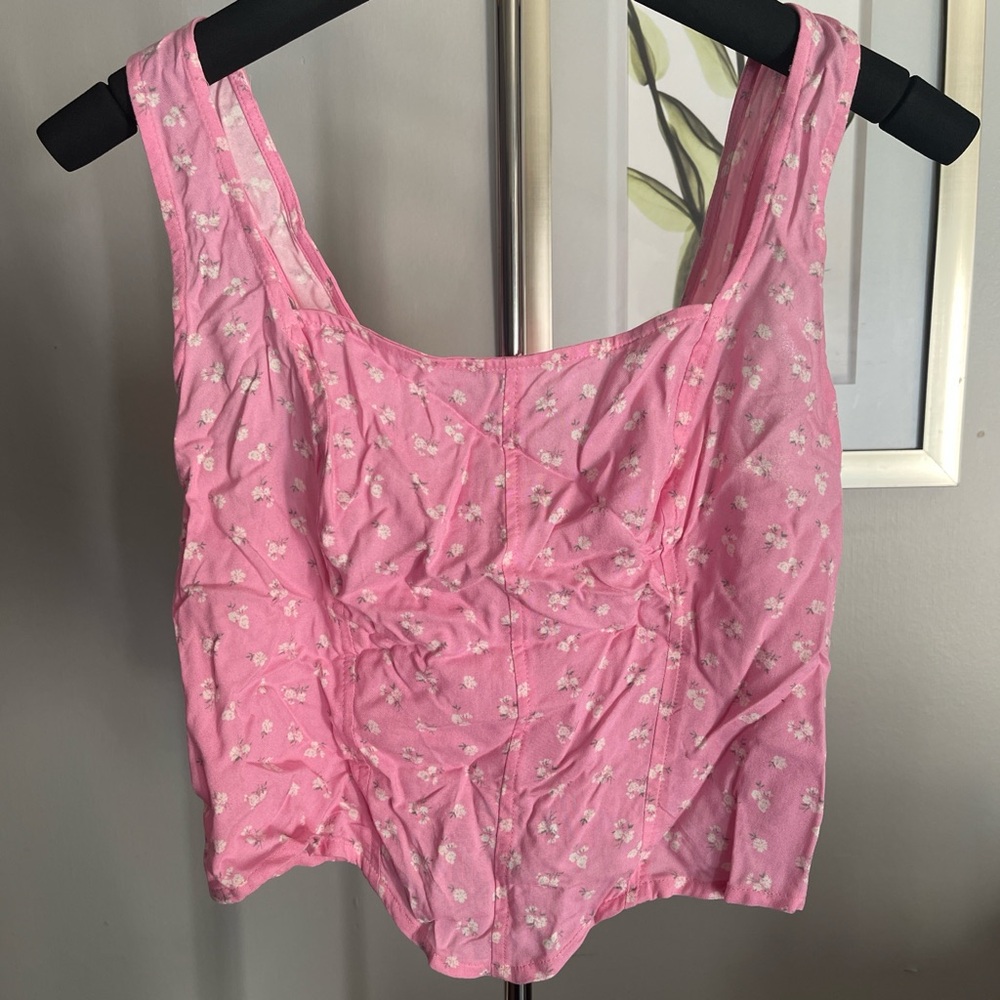 Hollister Pink Floral Smocked Top